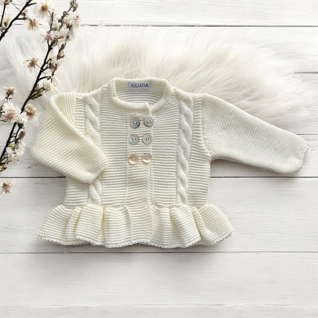 Juliana Cream Knitted Girls Cardigan