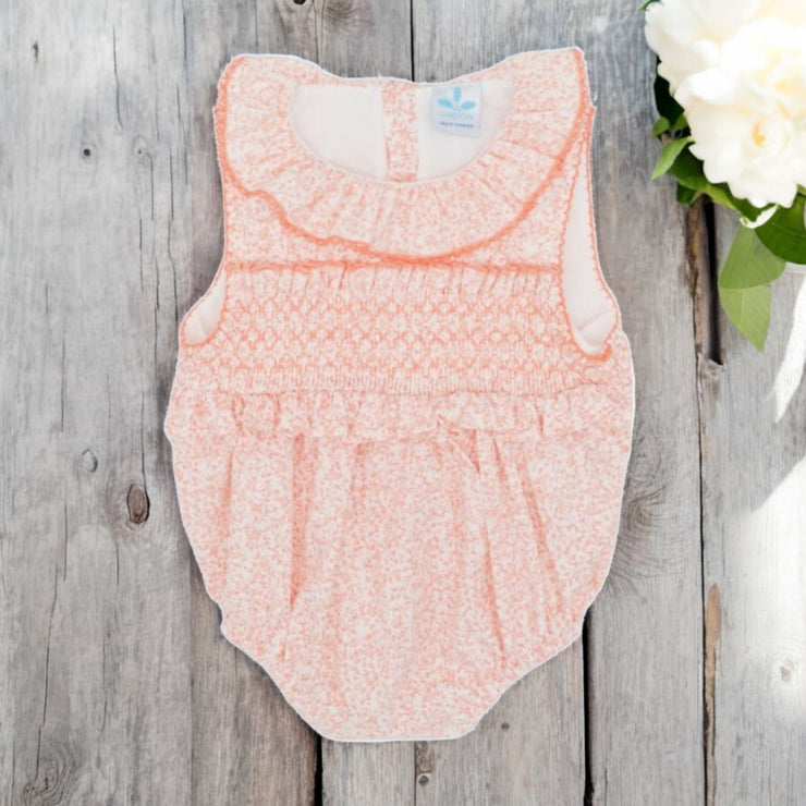 Coral Floral Smocked Romper