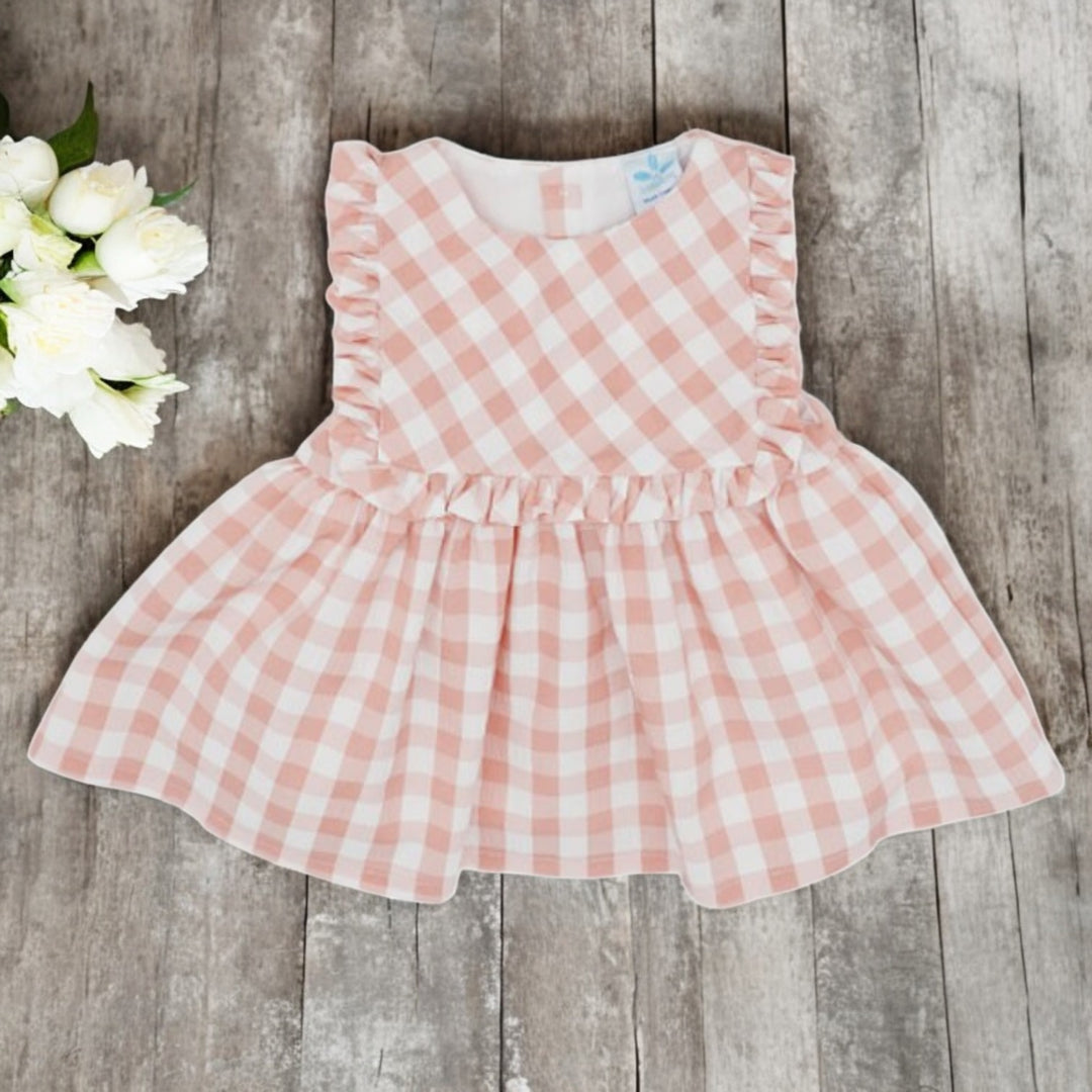Sardon Dusky Pink Gingham Dress