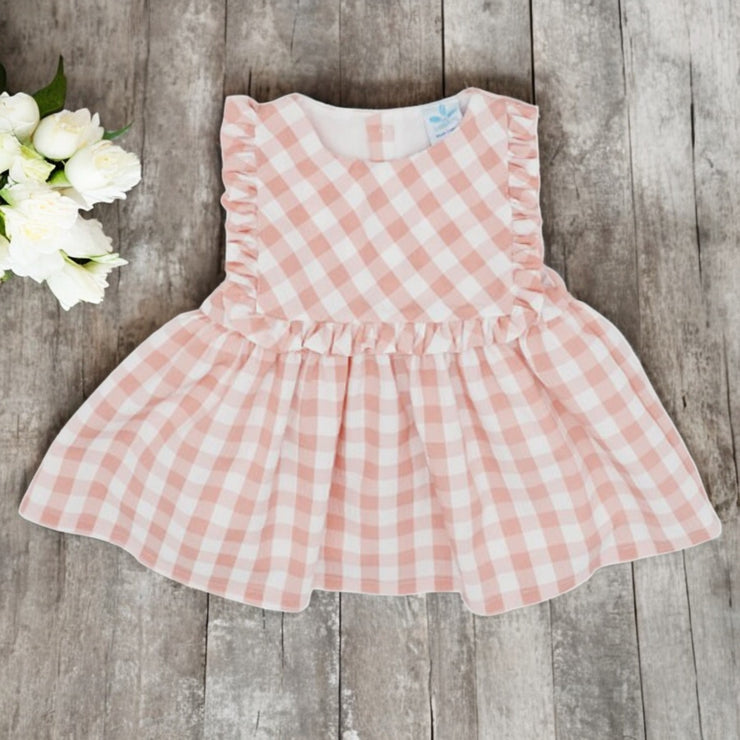 Sardon Dusky Pink Gingham Dress