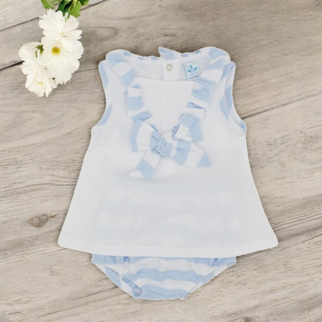 Sardon White Pique Dress & Stripe Bloomers