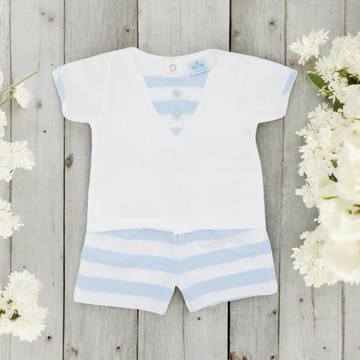 Sardon White Pique Tee & Stripe Shorts