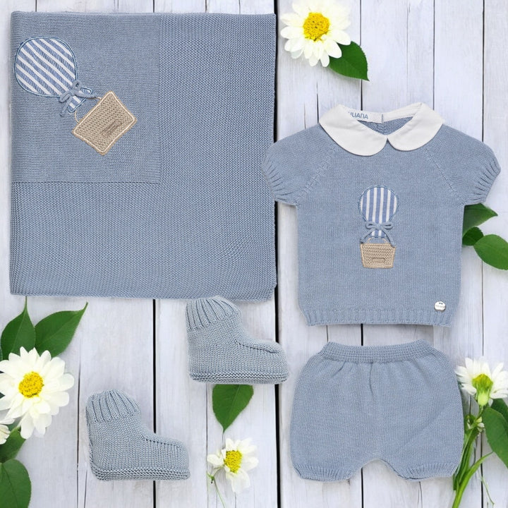 Dusky Blue Knitted Balloon Gift Set