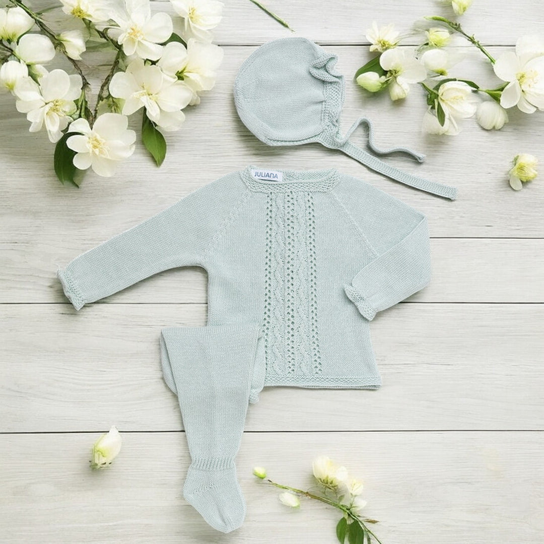 Juliana Sea Green Unisex Three Piece Knitted Set