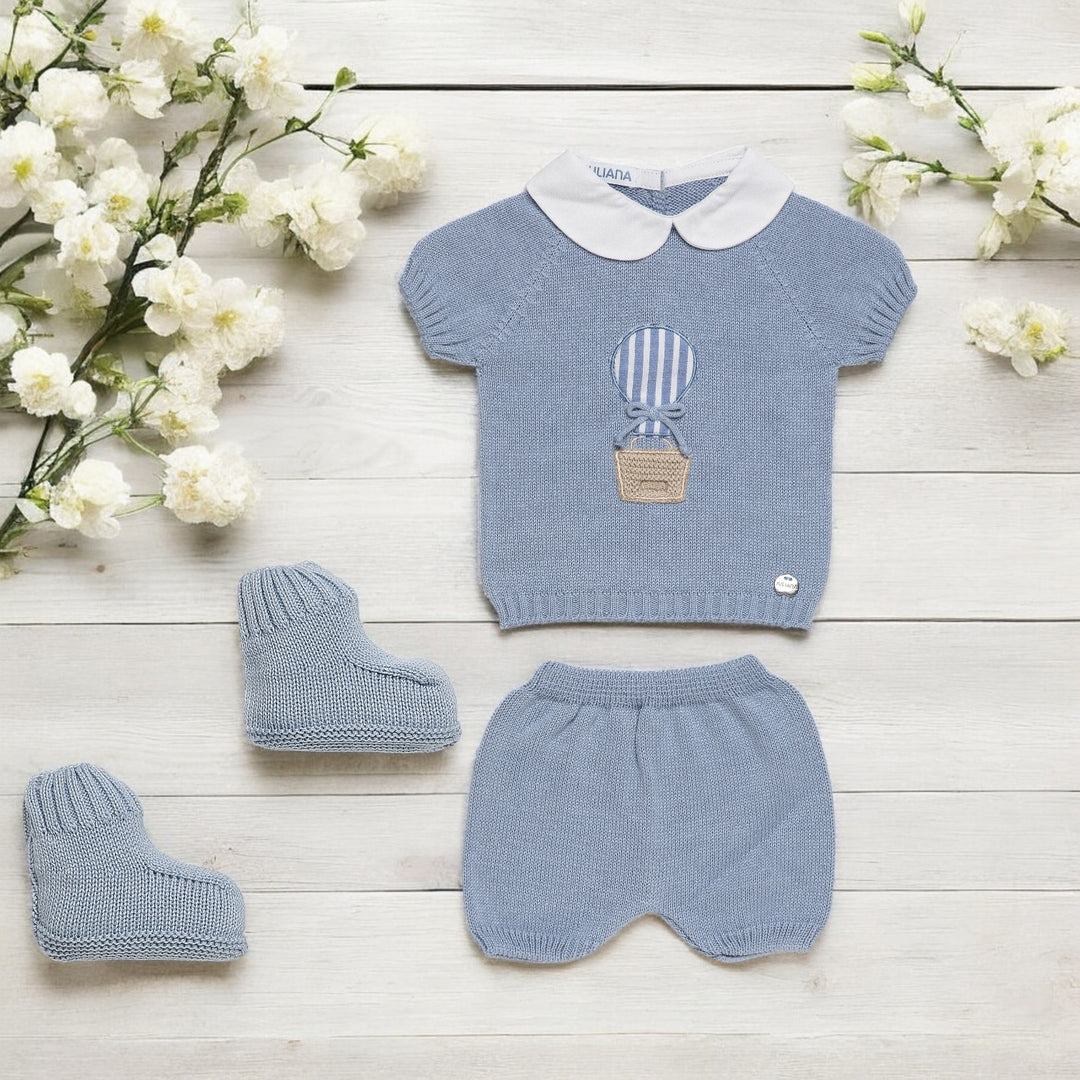 Juliana Dusky Blue Knitted Balloon Three Piece Set