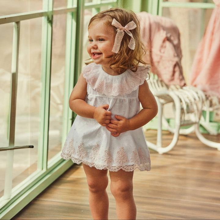 Juliana White & Pink Lace Dress & Bloomers