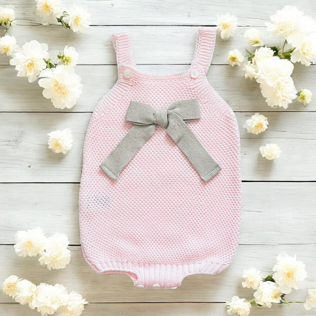 Juliana Pink & Beige Knitted Romper