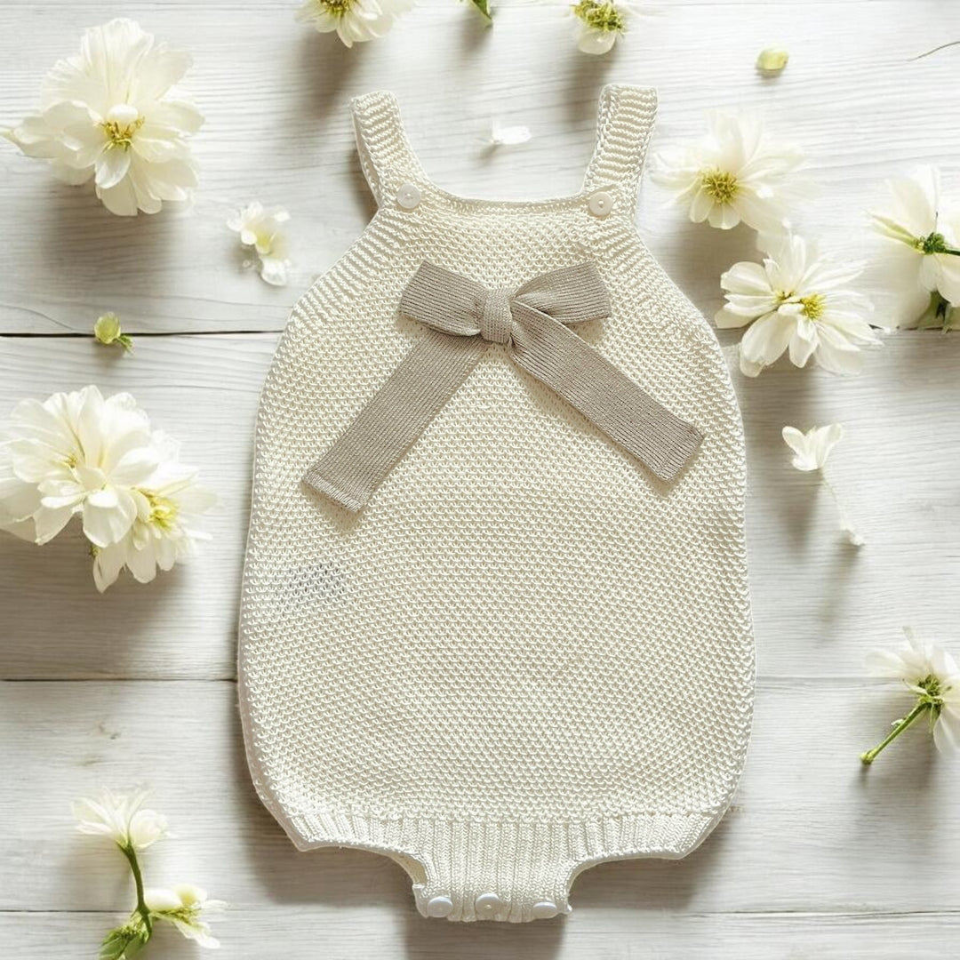 Juliana Cream & Beige Knitted Romper