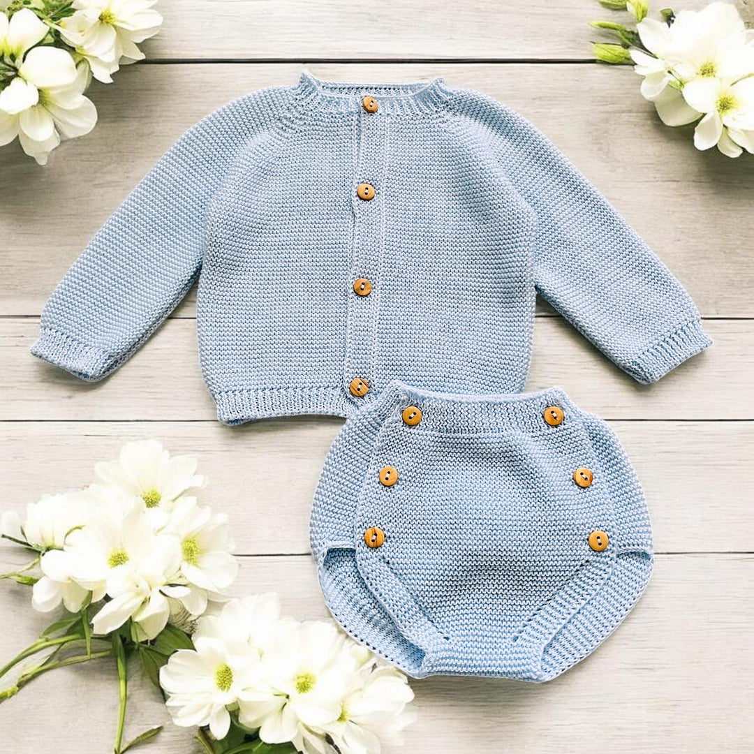 Sardon Blue Knitted Cardigan & Jam Pants