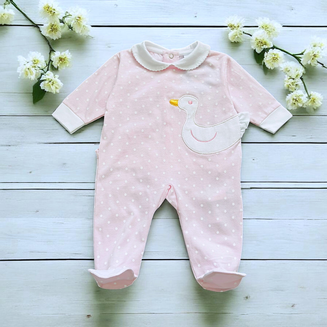 Sardon Pink & White Duck Sleepsuit