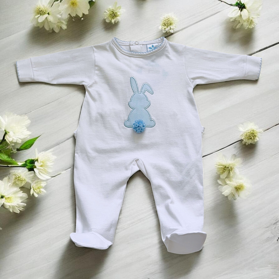 Sardon White & Blue Rabbit Sleepsuit