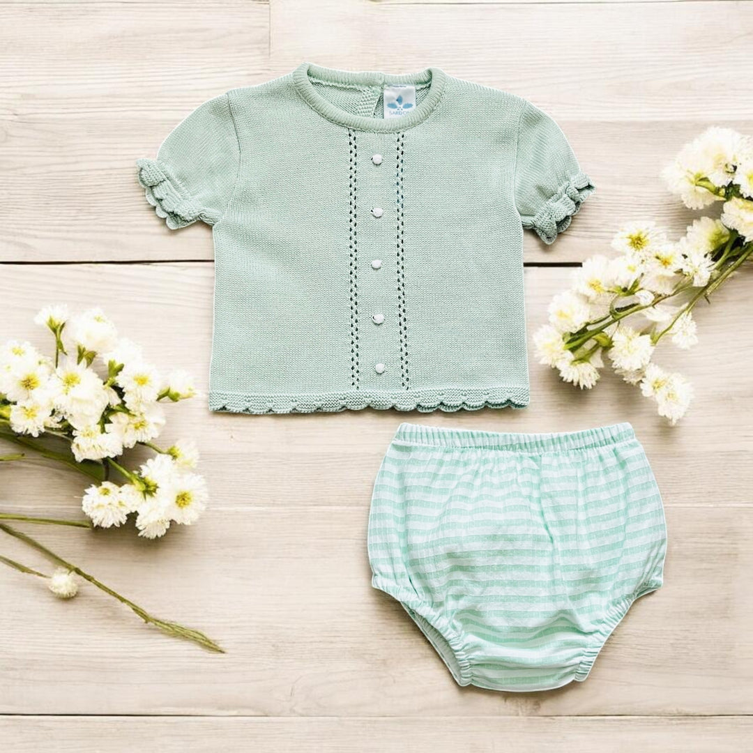 Sardon Mint Green Knit Top & Stripe Jam Pants