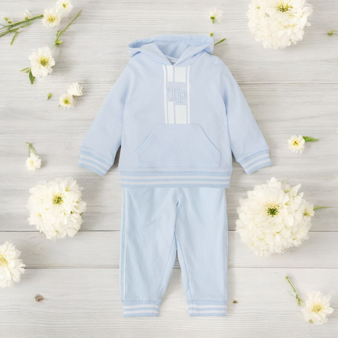 Tutto Piccolo Sky Blue & White Hooded Leisure Set