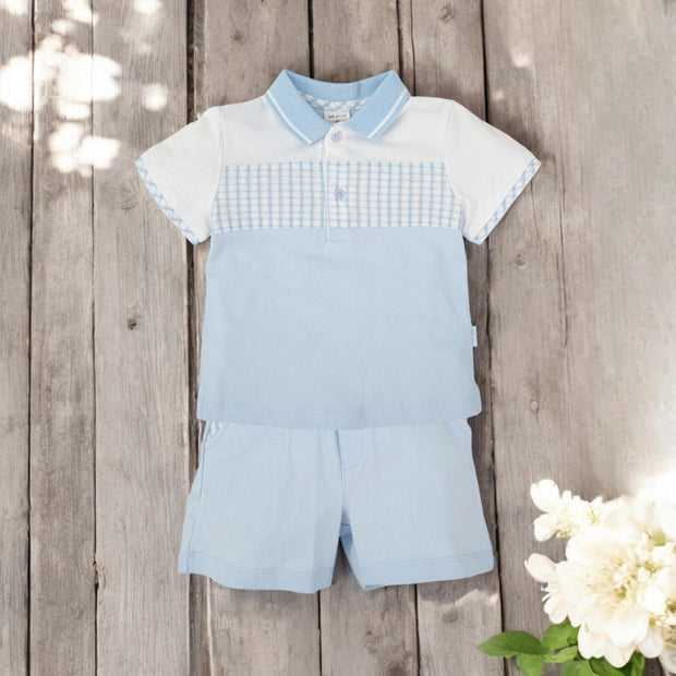 Tutto Piccolo Blue & White Polo Top & Shorts