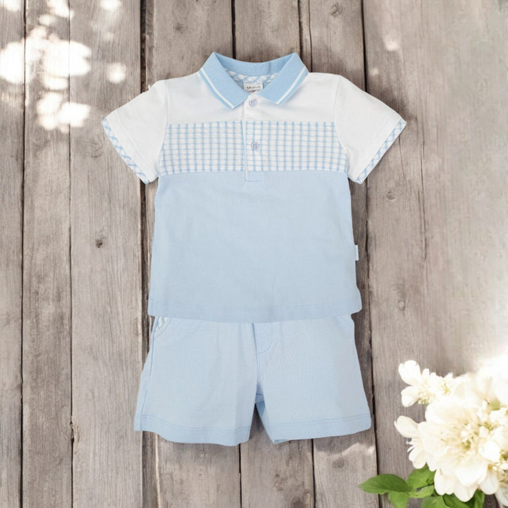 Tutto Piccolo Blue & White Polo Top & Shorts