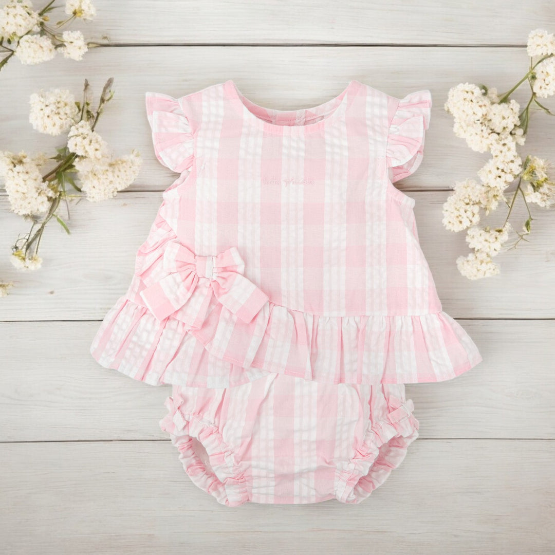 Tutto Piccolo Pink & White Gingham Dress & Bloomers Front