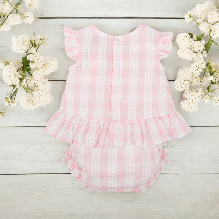 Tutto Piccolo Pink & White Gingham Dress & Bloomers Back