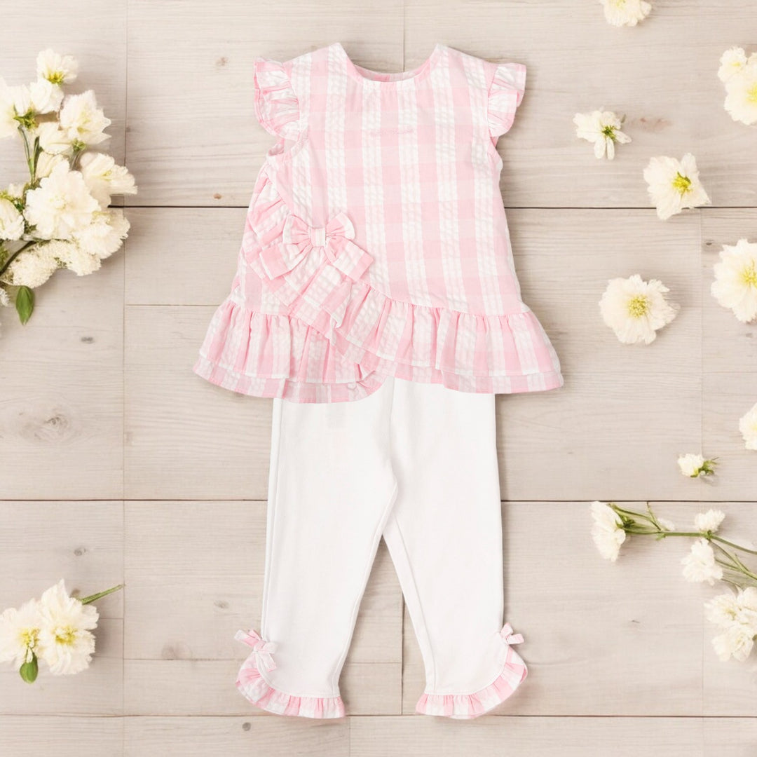 Tutto Piccolo Pink & White Gingham Top & Leggings Set