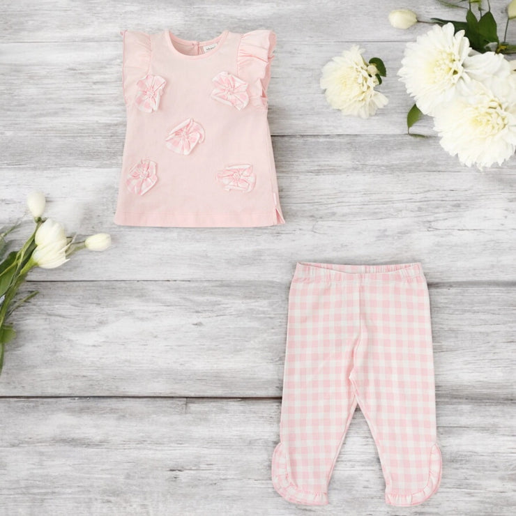 Tutto Piccolo Pink & White Gingham Top & Leggings Set