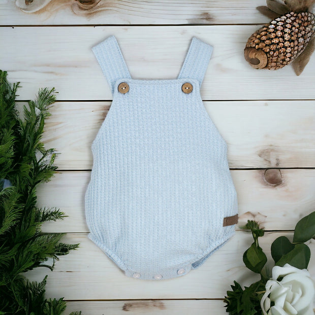 Blue Waffle Dungaree Romper