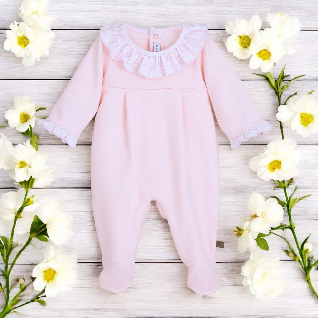 Calamaro Pale Pink Ruffle Sleepsuit