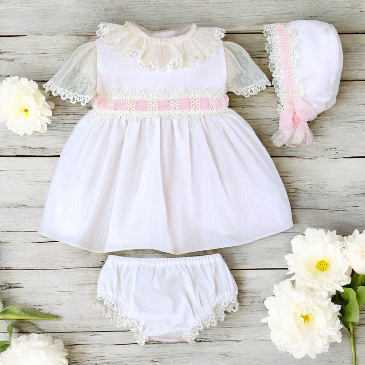 Miranda Ivory & Pink Tulle Dress Set