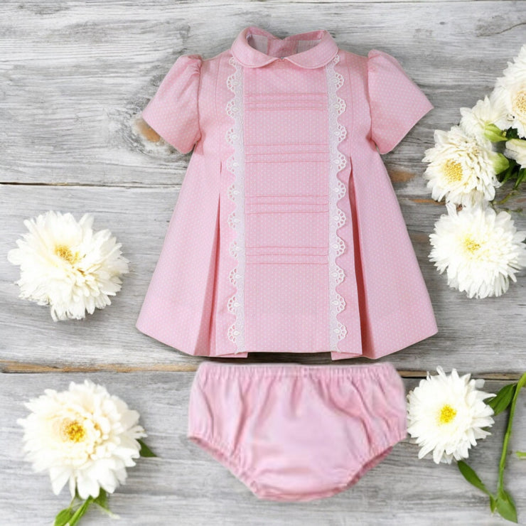 Miranda Pink & White Polka Dress & Bloomers