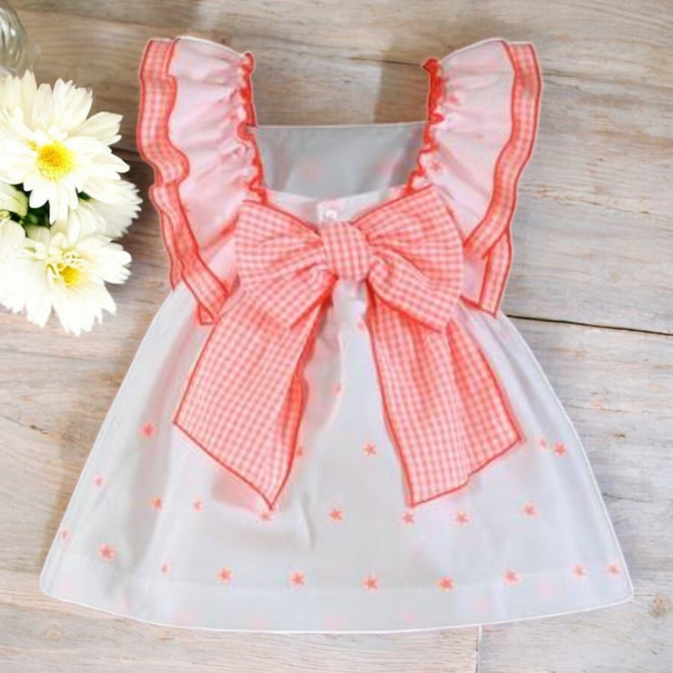 Miranda White & Fluorescent Orange Star Dress Back