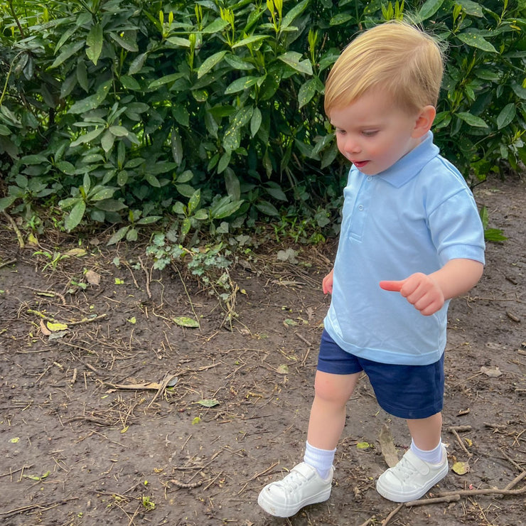 Sky Pique Polo & Navy Shorts