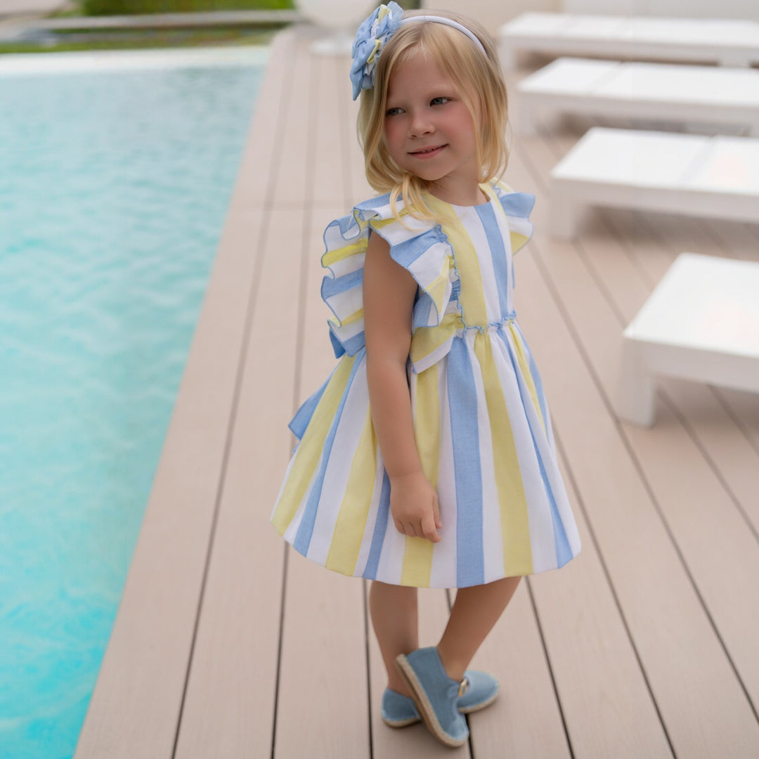 Blue & Lemon & White Stripe Dress