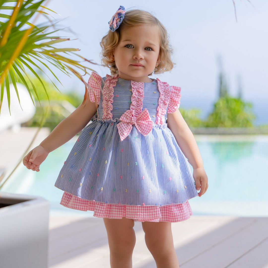 Miranda Blue & pink Dress & Bloomers