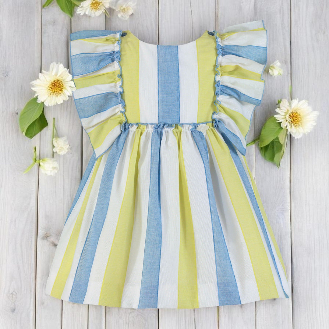 Blue & Lemon & White Stripe Dress