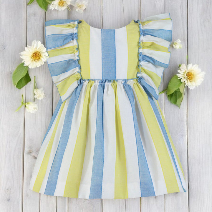 Blue & Lemon & White Stripe Dress