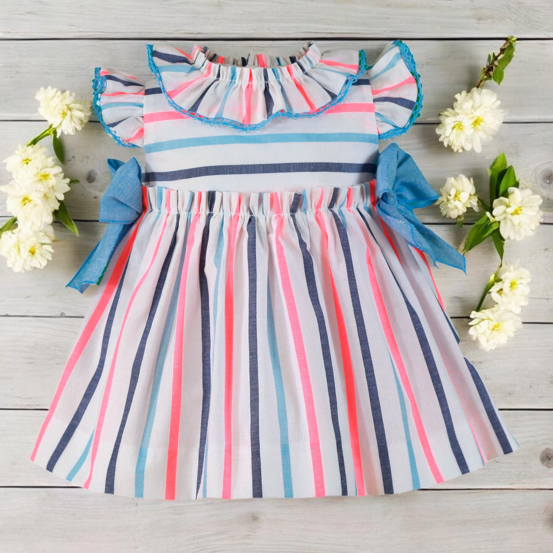 Miranda Girls Pink Blue & White Stripe Dress