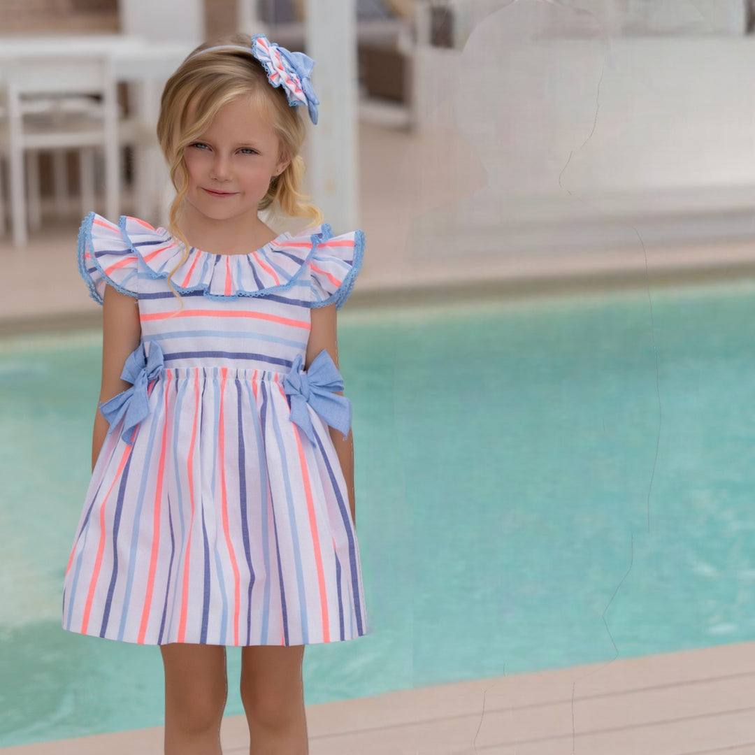 Miranda Girls Pink Blue & White Stripe Dress