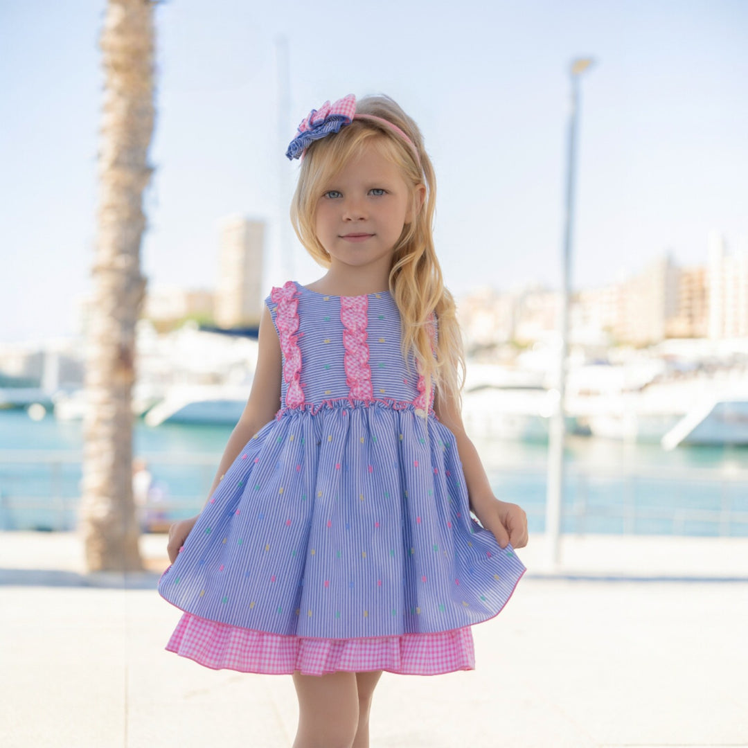 Miranda Girls Blue & Pink Dress