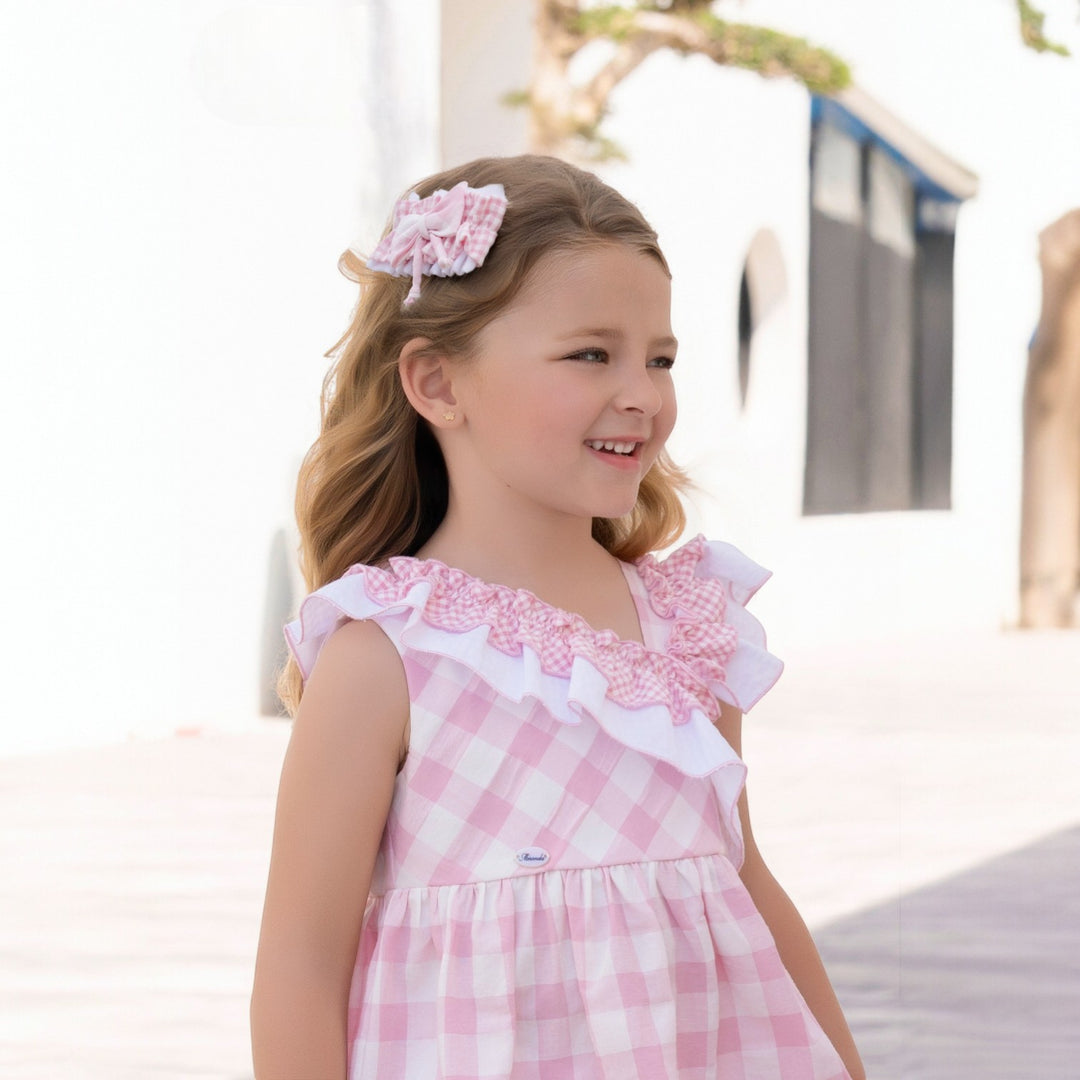 Girls Pink & Cream Gingham Dress