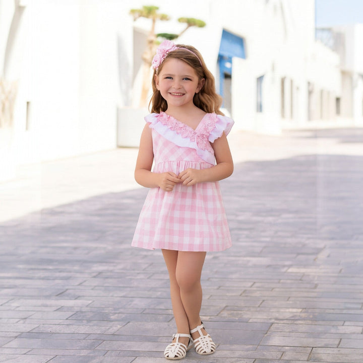 Miranda Girls Pink & Cream Gingham Dress