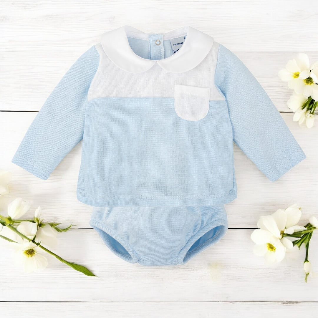 Babidu Blue & White Top & Jam Pant Set