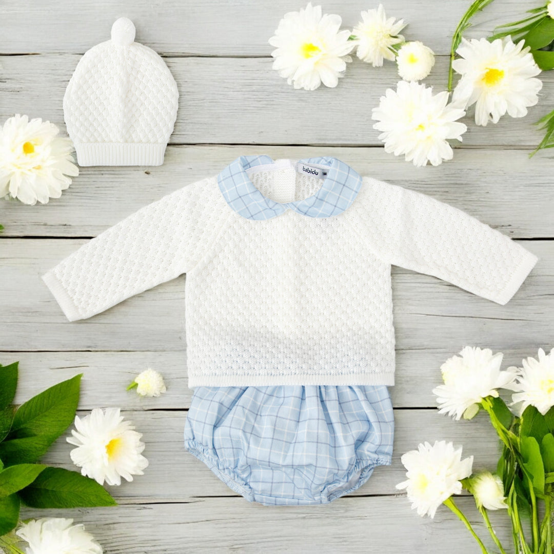 Babidu White Knitted Top & Jam Pant Set