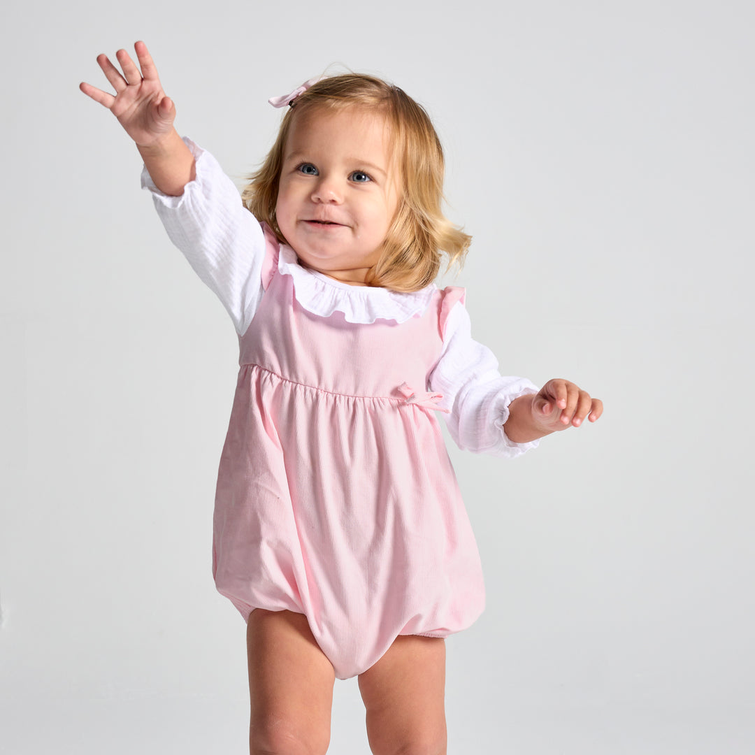 Pink & White Cord Romper