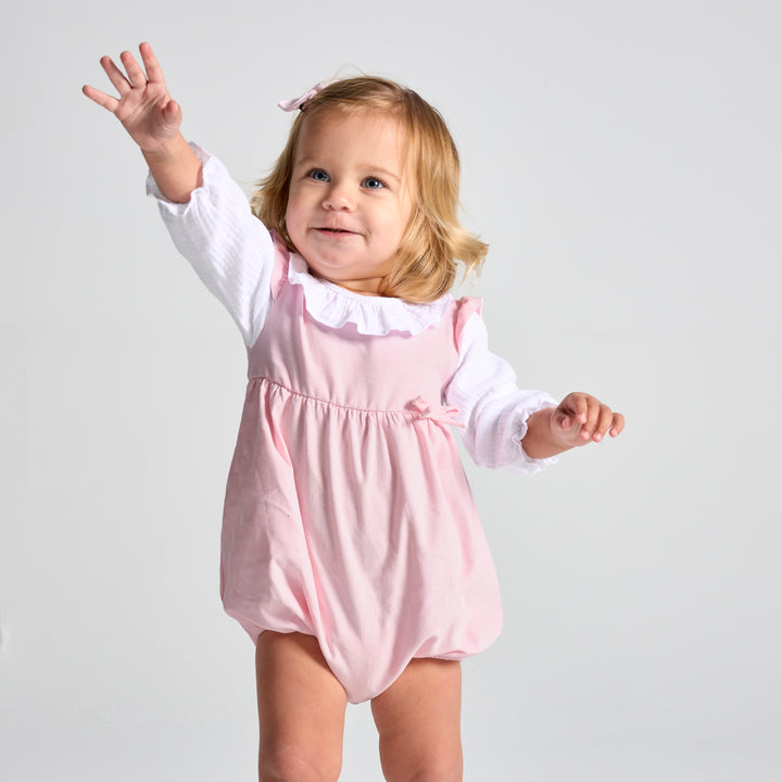 Pink & White Cord Romper