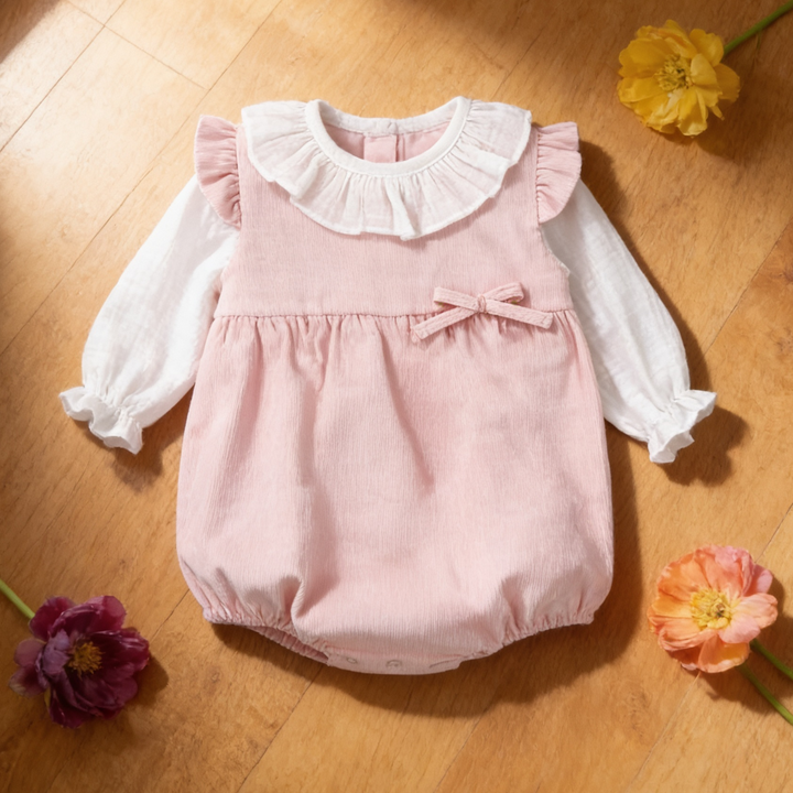 Pink & White Cord Romper