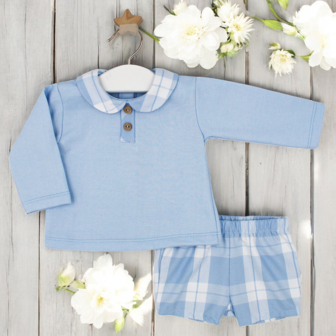 Rapife Blue & White Check Top & short Set
