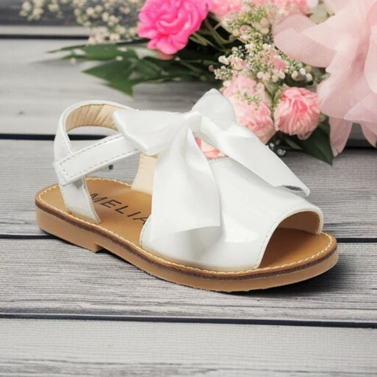 Melia Shoes White Patent Bow Sandals