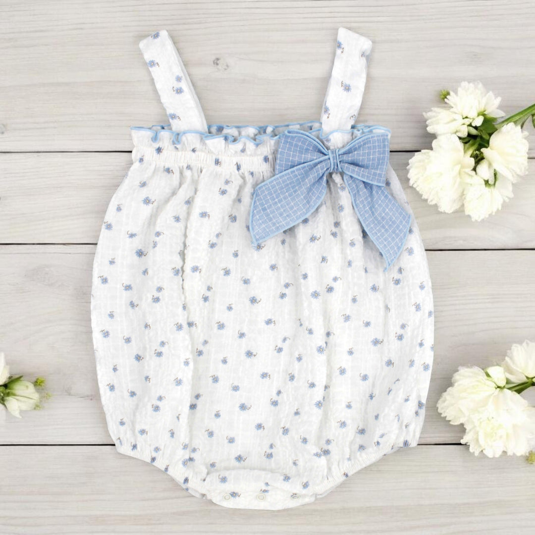 Rapife White & Blue Floral Romper