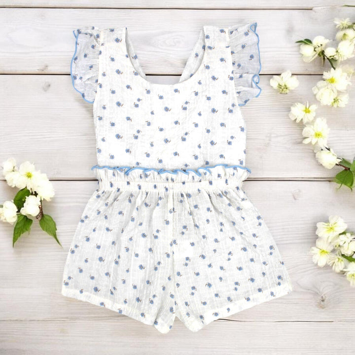 White & Blue Floral Jumpsuit