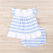 Blue & White Candy Stripe T Shirt & Bloomers