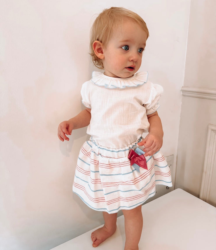 White & Blue Stripe Top & Bloomers