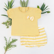 Yellow T Shirt & Candy Stripe Bloomers